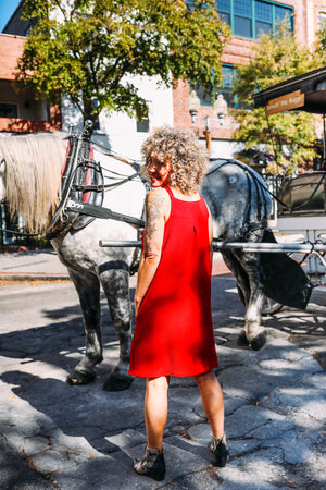 Sadie Square Neck Dress | Red