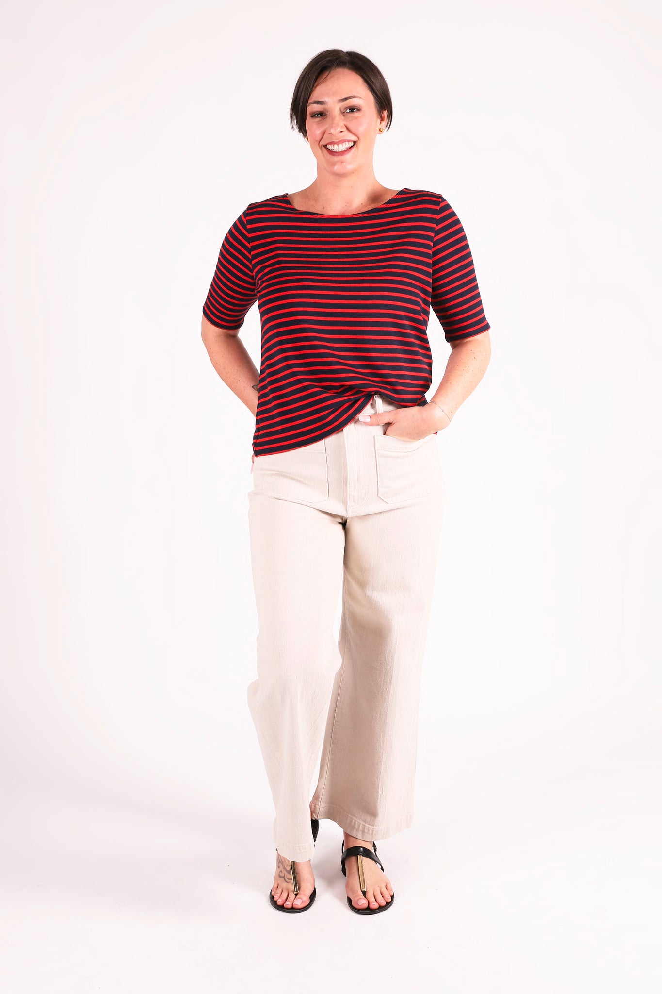 Boxy Boatneck Top | Mariner Stripe
