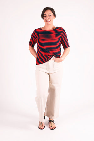 Boxy Boatneck Top | Mariner Stripe