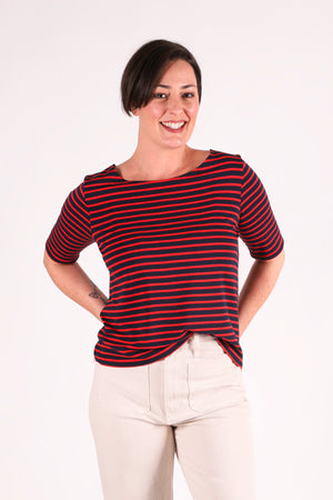 Boxy Boatneck Top | Mariner Stripe