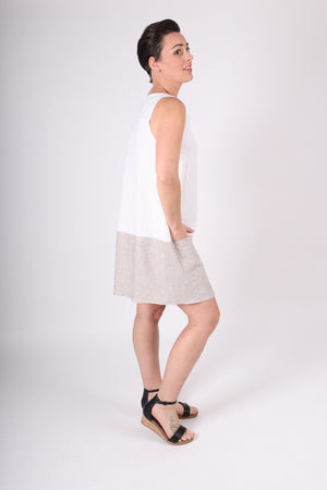 Shirley Linen Dress | White/Flax