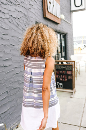 Shirley Linen Dress | Ombré Stripe