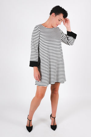 Diana Dress | Ivory Stripe