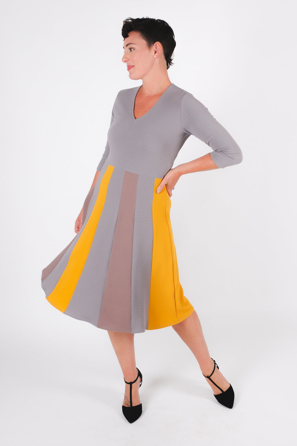 Irina Twirl Dress | Grey Multi