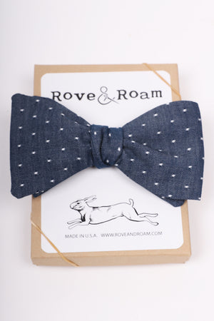 Murphy Bow-tie | Navy Jacquard Dot | Matching Mask Option