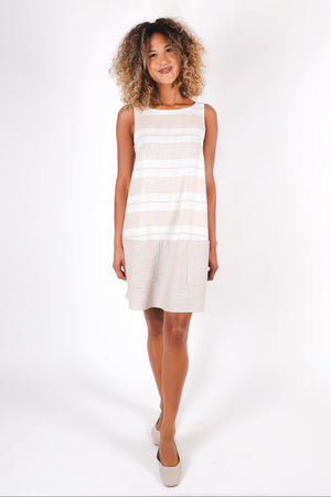 Shirley Linen Dress | Sand Stripe