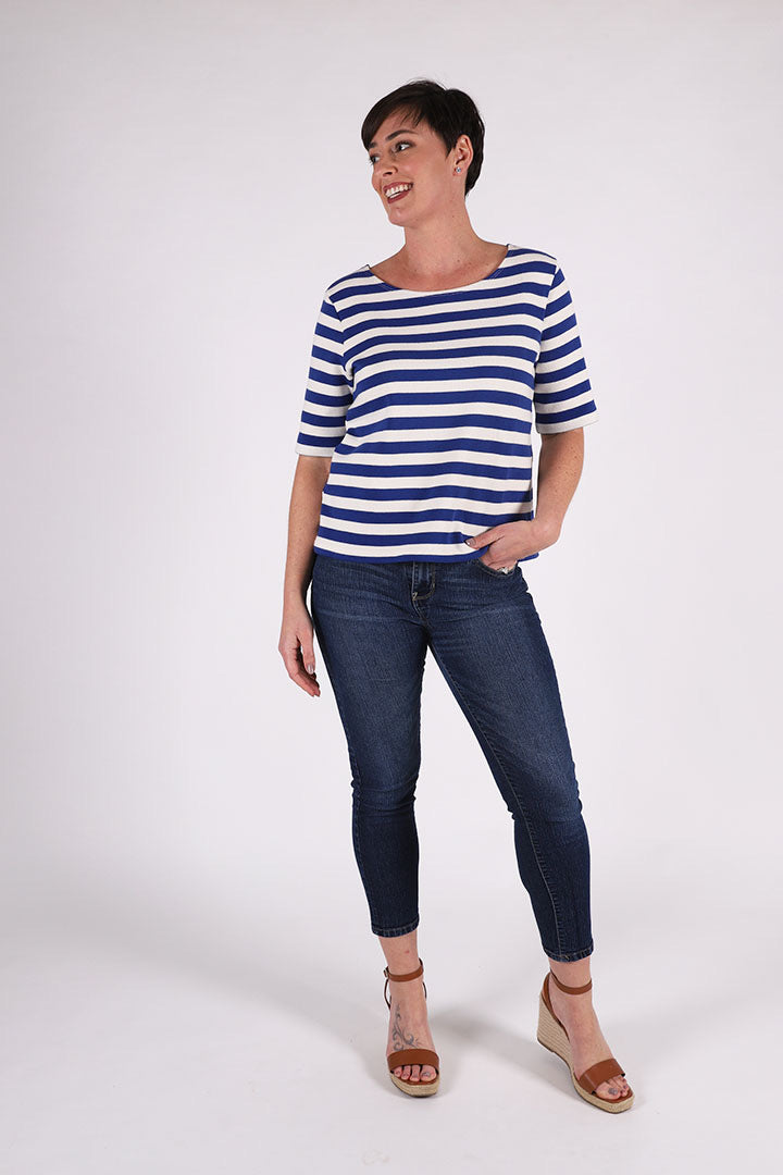 Boxy Top | Cobalt Stripe