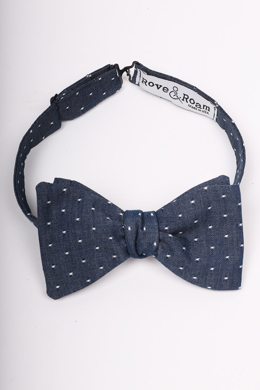 Murphy Bow-tie | Navy Jacquard Dot | Matching Mask Option