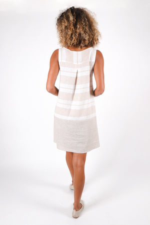 Shirley Linen Dress | Sand Stripe