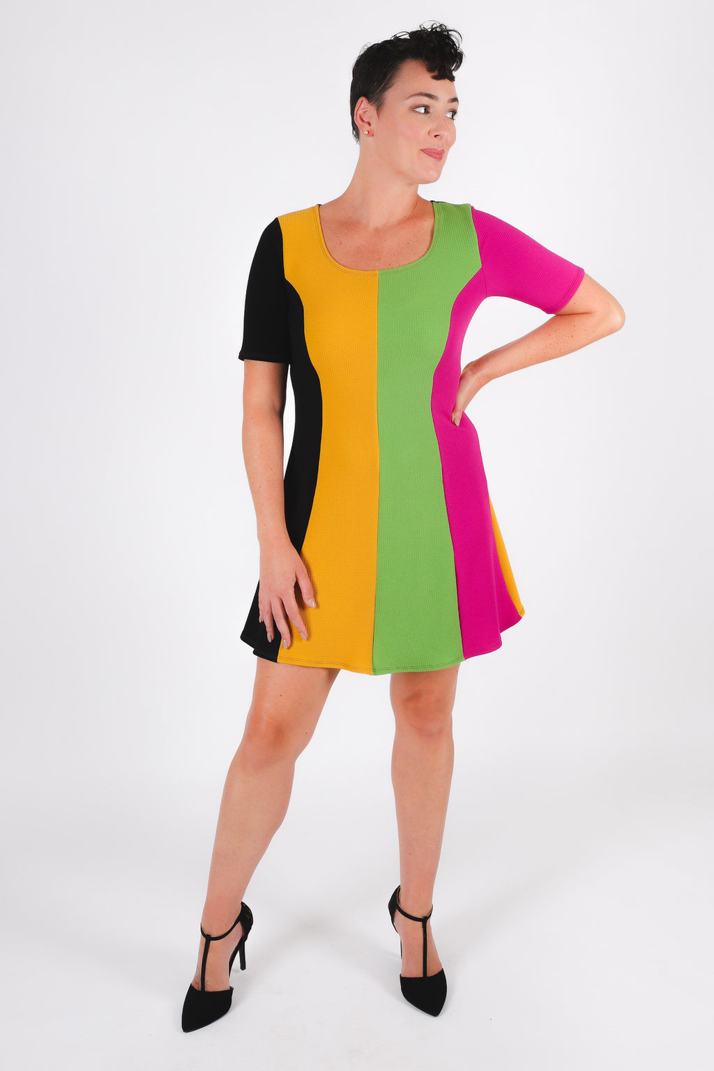 Flossy Fit and Flare Dress | Multi-Color
