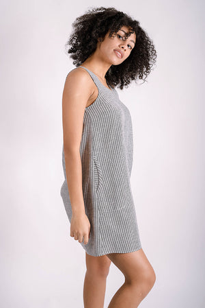 Latitude Shift Dress | Grey Stripe