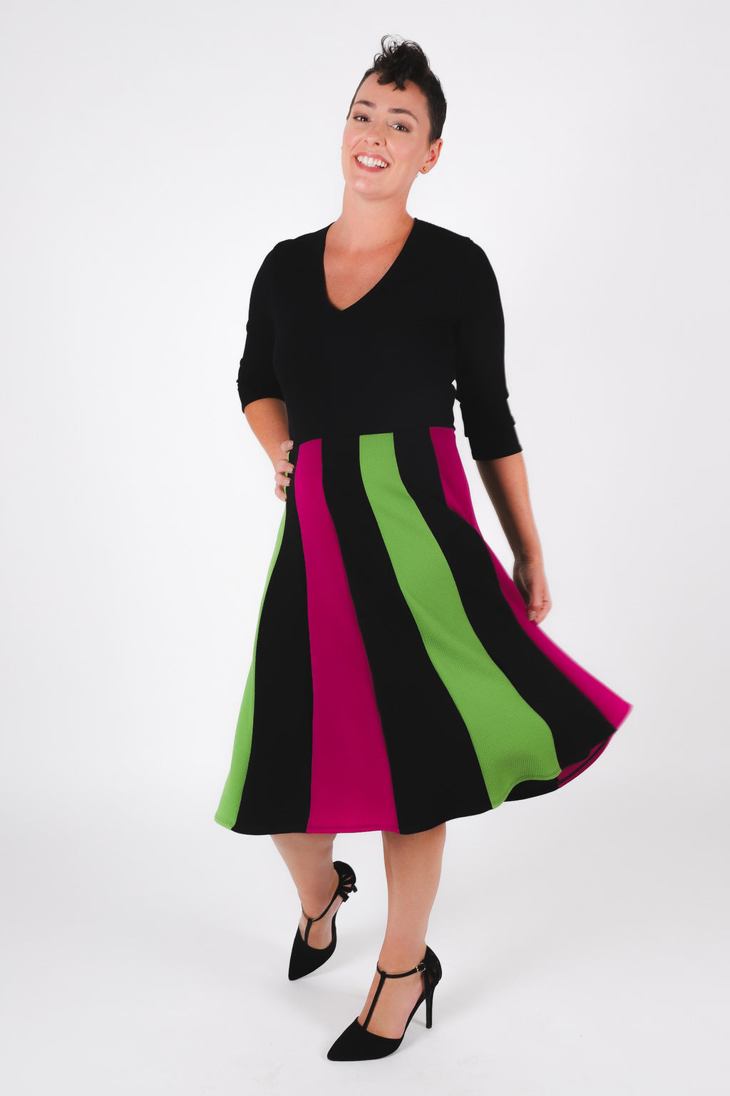 Irina Twirl Dress | Black Multi
