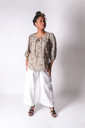 Poet Shirt | Taupe Floral