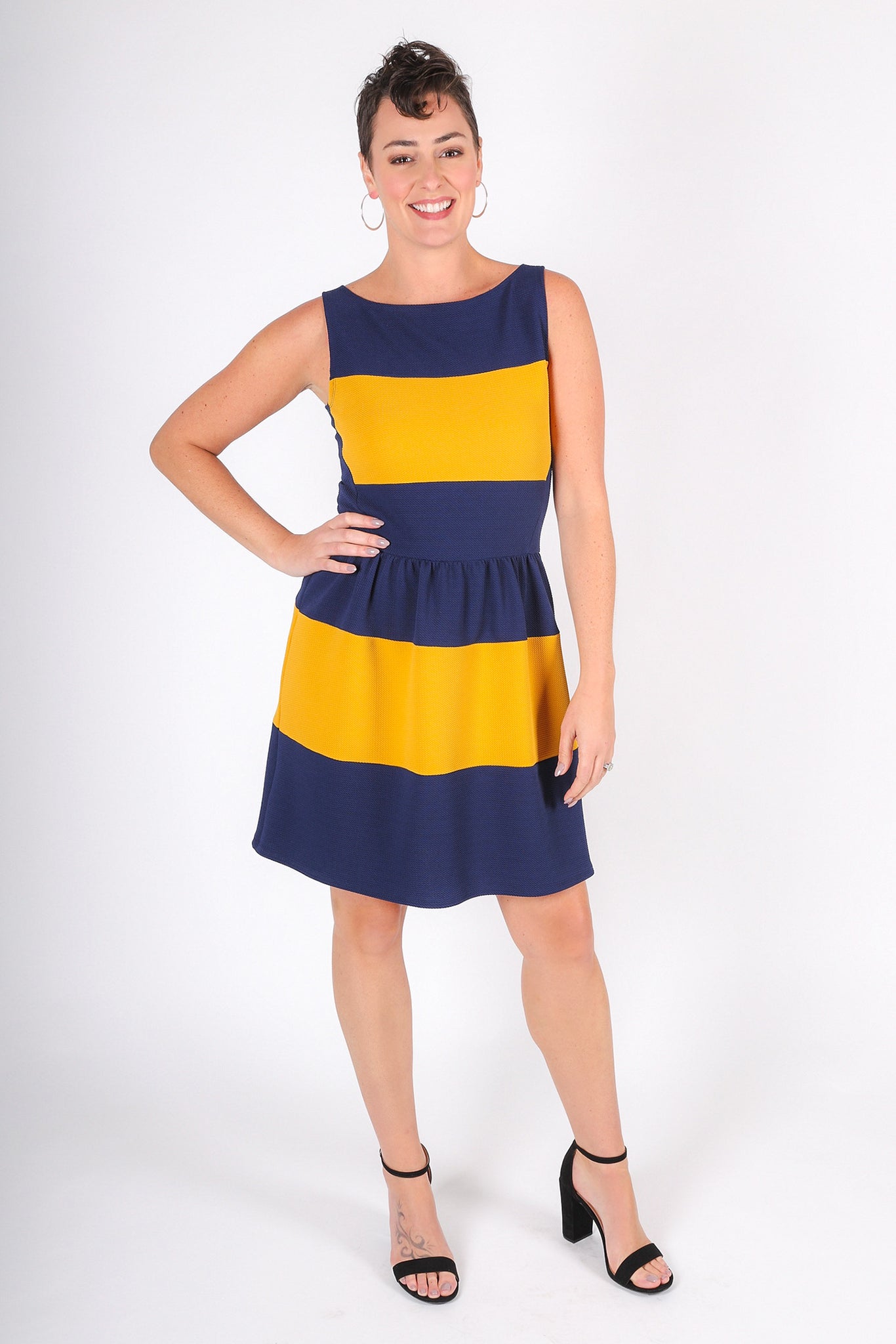 Marianne Fit and Flare Dress | Navy/Ochre