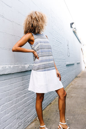 Shirley Linen Dress | Ombré Stripe