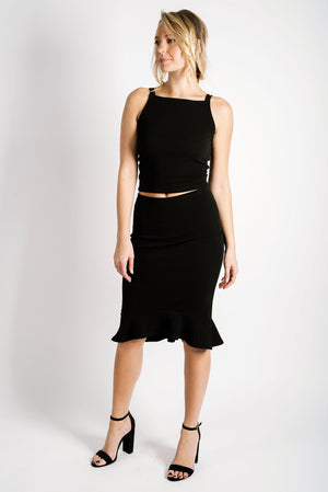 Eva Flutter Skirt | Black
