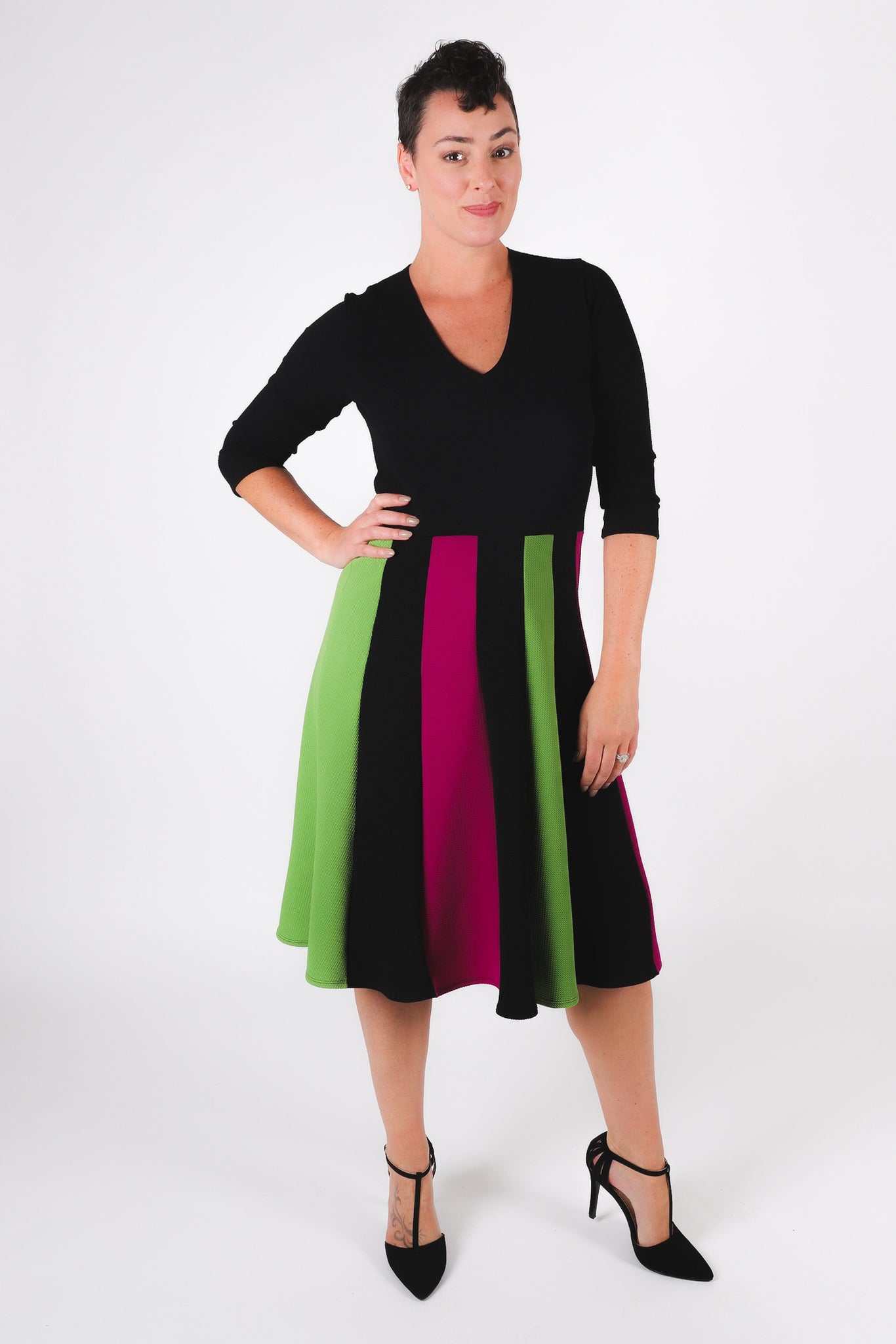 Irina Twirl Dress | Black Multi