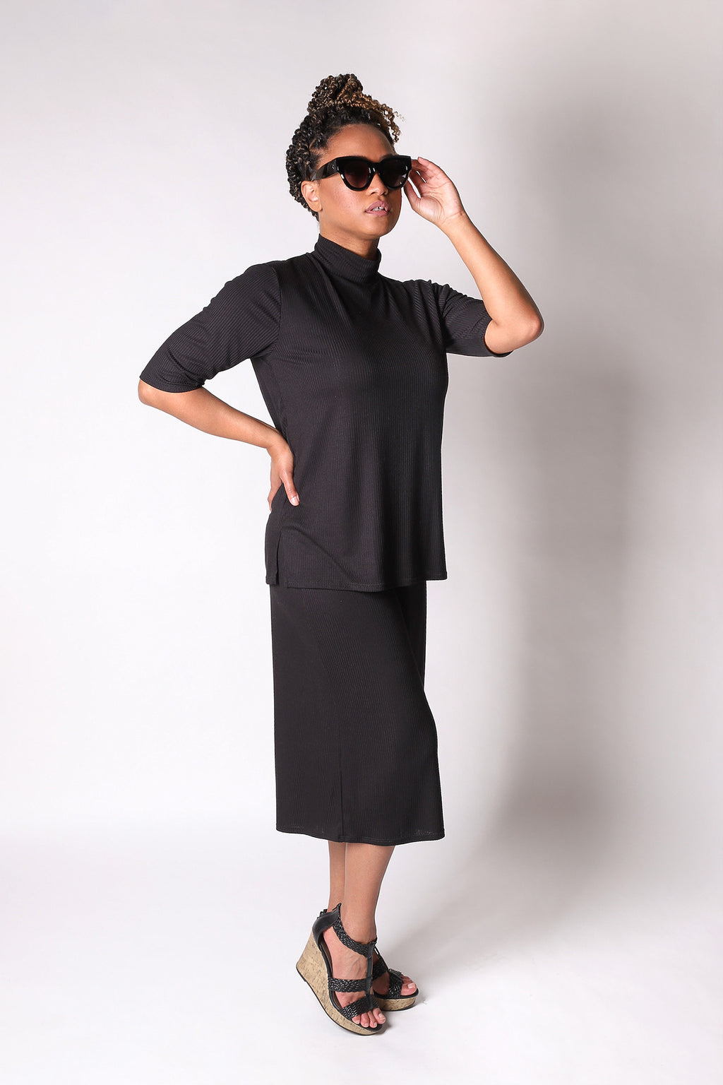 Mock Top With Elbow Sleeve