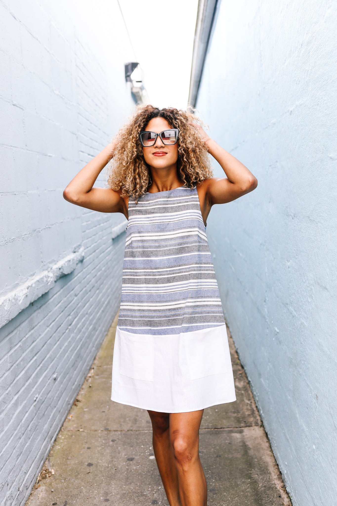 Shirley Linen Dress | Ombré Stripe