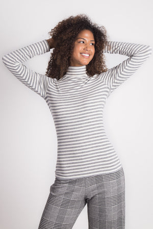 Rhoda Mock Neck | Ciy Stripe Grey