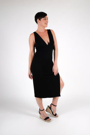 Take A Plunge V-Dress | Black