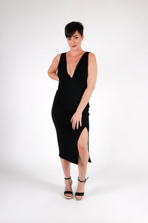 Take A Plunge V-Dress | Black