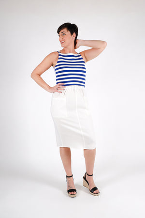 Maisie Square Neck Top | Cobalt Stripe