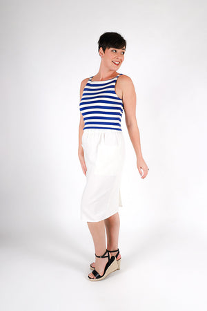 Maisie Square Neck Top | Cobalt Stripe